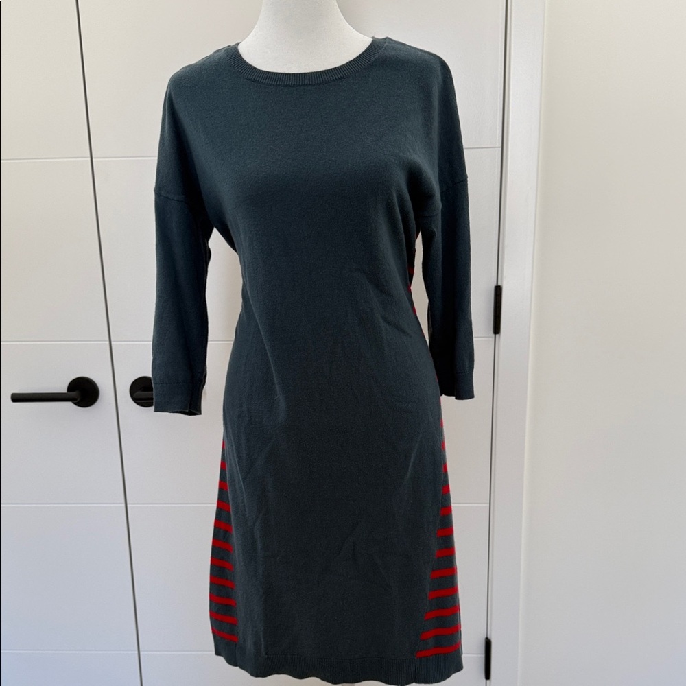 Boden Teal and Red Striped Dress